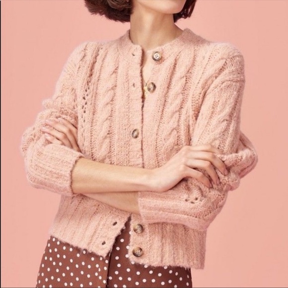 Rouje | Sweaters | Rouje Lino Salmon Pink Chunky Knit Sweater Cardigan | Poshmark